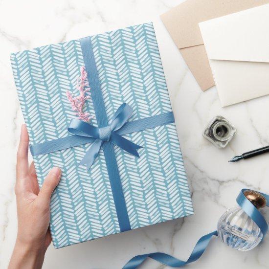 Summer Light Blue White Zigzag Stripes Art