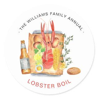 Summer Lobster Boil | Lobster Bake Cookout   Classic Round Sticker