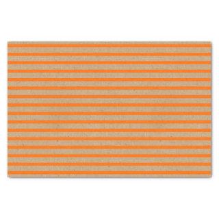 Summer Orange Lines On Faux Rustic Brown Kraft Tissue Paper