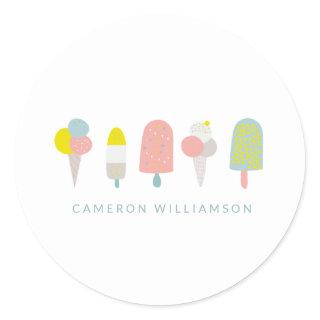 Summer Pastel Ice Cream Personalized  Classic Round Sticker