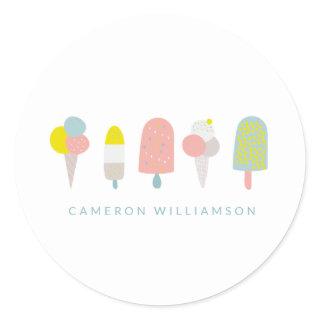 Summer Pastel Ice Cream Personalized  Classic Round Sticker