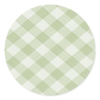 Summer Picnic Gingham Checkered Tablecloth: Green Classic Round Sticker