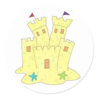 Summer Sand Castle Sandcastle Beach Pool Party Classic Round Sticker