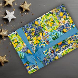 Summer Sicilian Mediterranean citrus ceramic tile