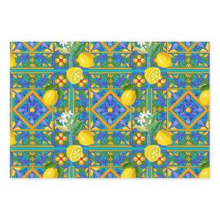 Summer ,Sicilian tiles ,citrus,oranges,majolica     Sheets