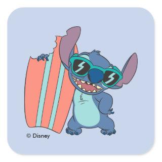 Summer Stitch with Surfboard Square Sticker