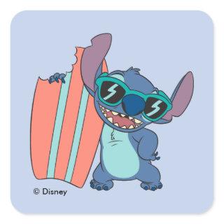 Summer Stitch with Surfboard Square Sticker