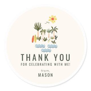 Summer Surf Birthday Party Thank You Favor Classic Round Sticker