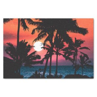 Summer Tropical Pink Orange Palm Trees Sunset Tissue Paper