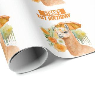 Summer Vibes Watercolor Llama Birthday