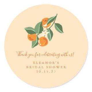 Summer Vintage Oranges Boho Custom Bridal Shower  Classic Round Sticker