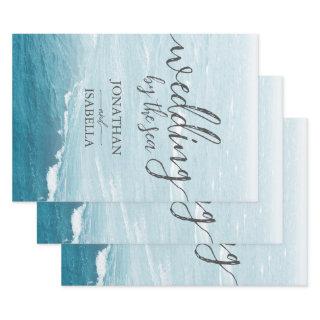 Summer wedding by the blue wavy sea ombre ocean  sheets