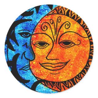 Sun and Moon Classic Round Sticker