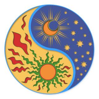 Sun and Moon Yin Yang Colorful Classic Round Sticker