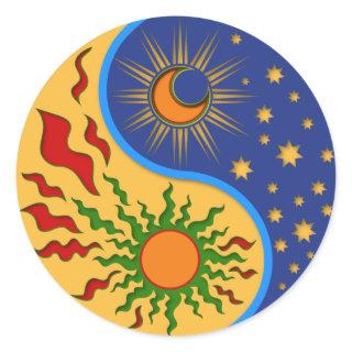 Sun and Moon Yin Yang Colorful Classic Round Sticker