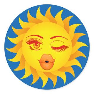 Sun emoji Symbol Classic Round Sticker