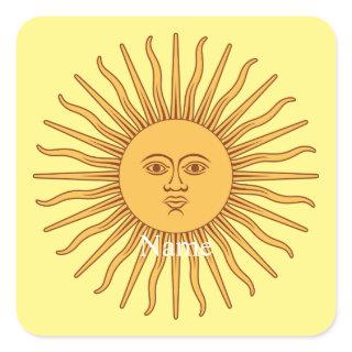Sun face Art Illustration Thunder_Cove  Square Sticker