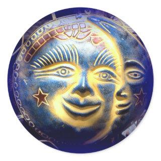 sun face moon face sticker