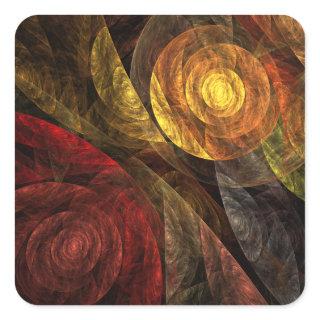 Sun Flower Floral Modern Abstract Art Pattern Square Sticker