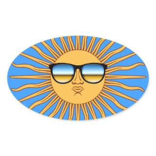 Sun in Shades Oval Sticker