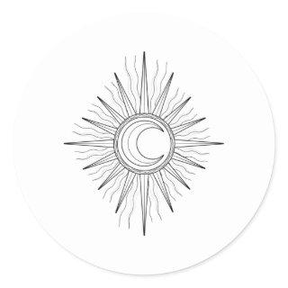 Sun moon classic round sticker