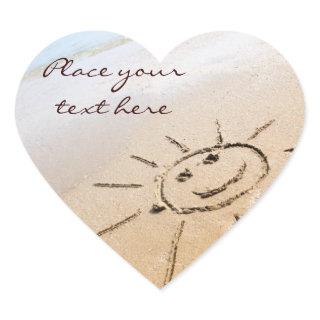 Sun On The Beach Heart Sticker