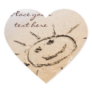 Sun On The Beach Heart Sticker