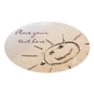 Sun On The Beach Oval Sticker