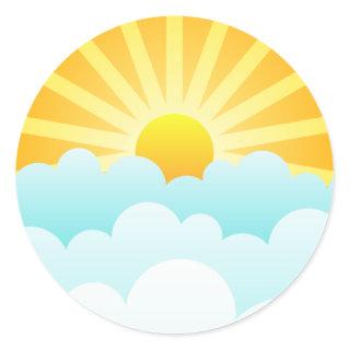 Sun Rising Over Clouds Classic Round Sticker