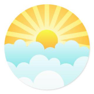 Sun Rising Over Clouds Classic Round Sticker