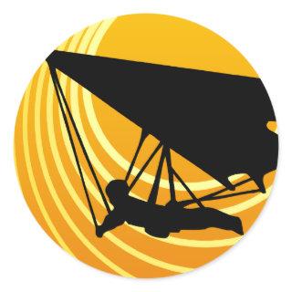 sun scene hang gliding classic round sticker