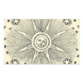 Sun Stars Antique Night Sky Medieval Zodiac Rectangular Sticker