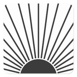 Sun Sunrise Black And White Abstract Sunshine Square Sticker