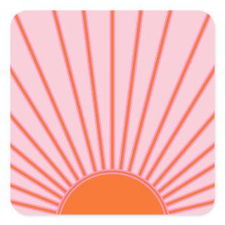 Sun Sunrise Pastel Pink And Orange Sunshine Square Sticker