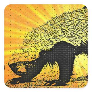 Sunburst Honey Badger Square Sticker