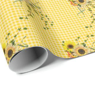 sunflower and ivy bouquet on gingham