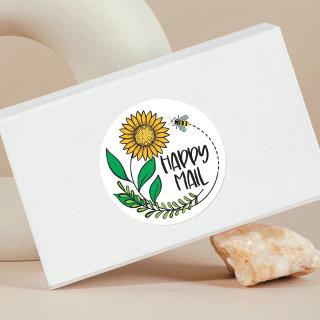 Sunflower Bee Happy Mail Small Business Sticker