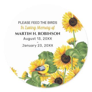 Sunflower Bird Seed Packet Funeral Memorial Classic Round Sticker