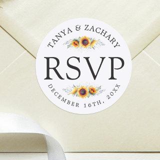 Sunflower Bloom | Wedding RSVP Classic Round Sticker