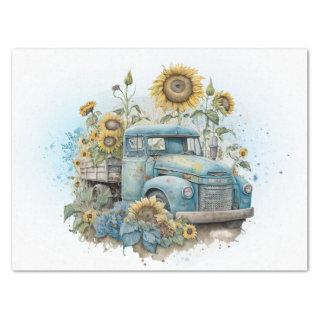 Sunflower Farm Pickup Truck Tissue Paper