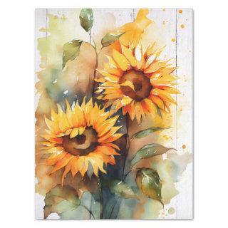 Sunflower Floral Decoupage Watercolor Tissue Paper