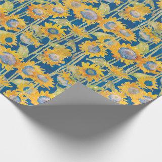 Sunflower Floral Pattern Blue