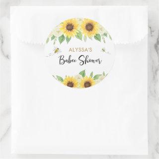 Sunflower Honey Bee Baby Shower Classic Round Sticker