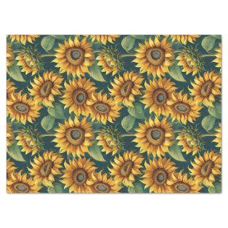 Sunflower Morning on Deep Green Tissue Paper