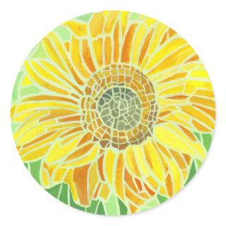 Sunflower Mosaic Design Classic Round Sticker