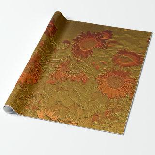 Sunflower Orange Gold Floral Art Design Decoupage