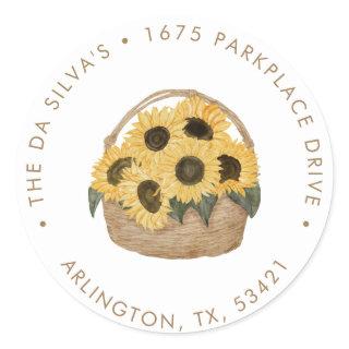 Sunflower - Rustic Autumn Return Address Classic R Classic Round Sticker