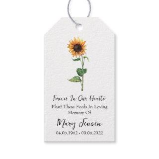 Sunflower Seed Packet Memorial Funeral Gift Tags