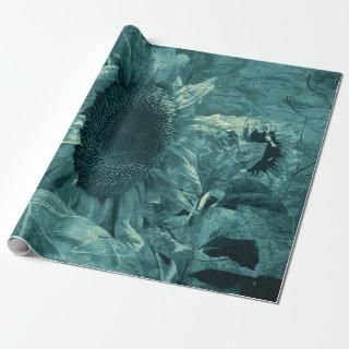 Sunflower Teal Vintage Country Floral Design