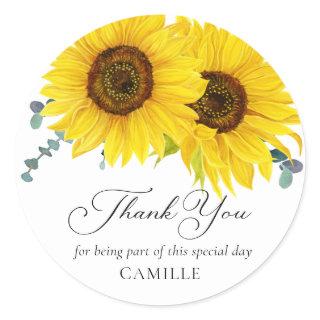 Sunflower Thank you  Classic Round Sticker